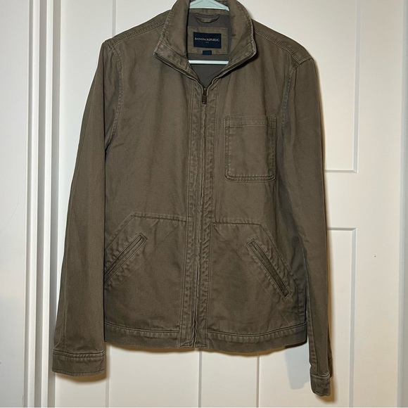 Banana Republic Other - Banana Republic Utility Jacket Coat Mens Size Small Collard Olive Green Cotton